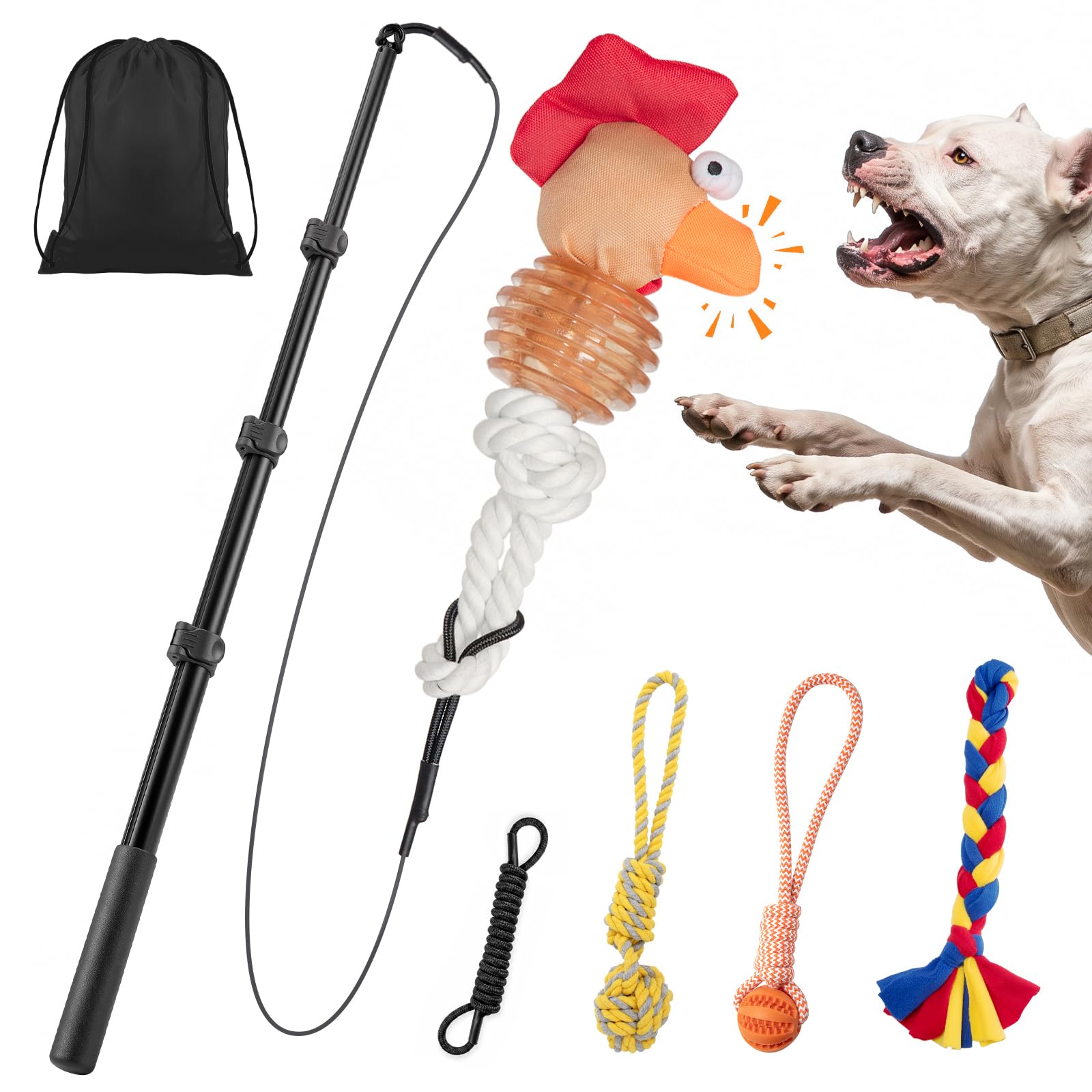 Ycozy Asta Teaser per Cani, 3 Giochi in Corda e 1 Pollo con Squeak