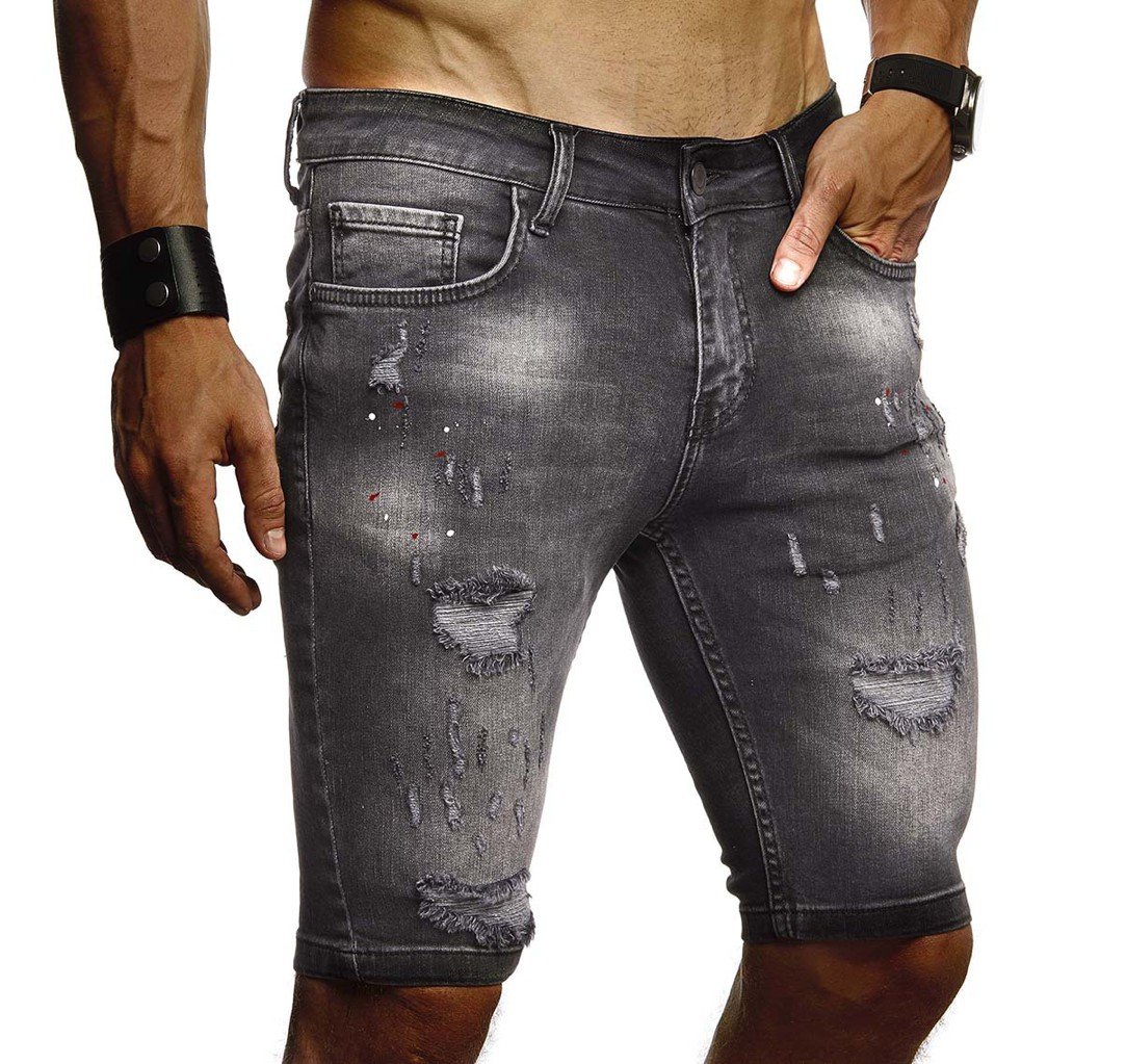 Leif Nelson Men's Shorts - Slim Fit Jeans Shorts, Cargo Style, White (LN-9310) - View #10
