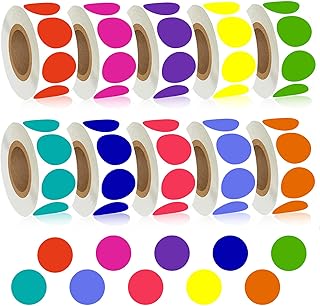5000 PCS 1 Inch Colored Dot Stickers Round Color Coding Labels Polka Circle Dot Label Sticker for Toddler, Office, Student, Classroom, Papers Etc(10 Rolls, 1 Inches)