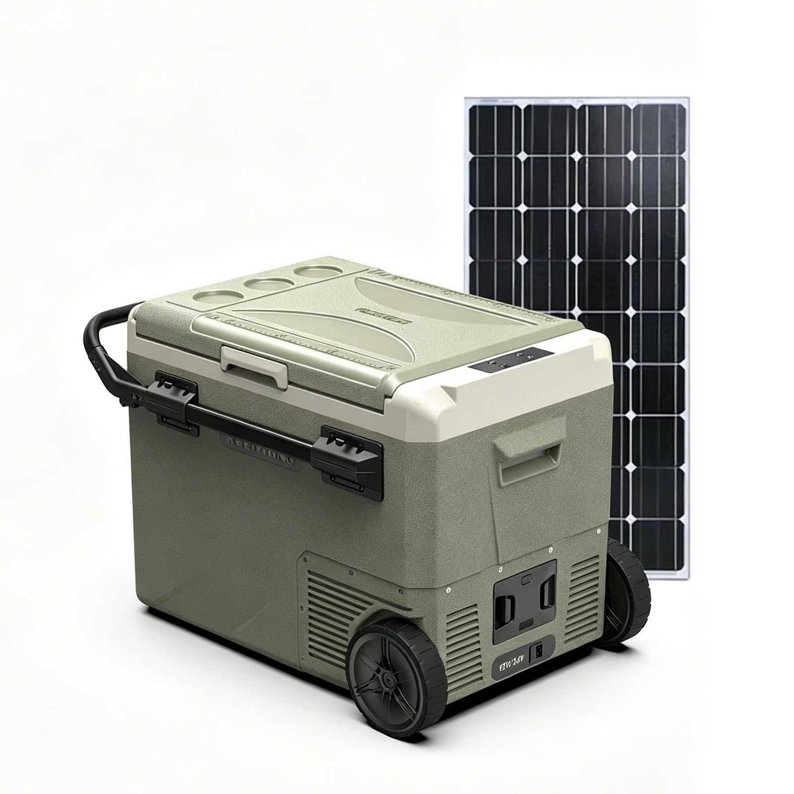Przenośna lodówka samochodowa z zamrażarką, elektryczna lodówka 35 l, z kółkami i uchwytem, kompatybilna z energią słoneczną, 12 V/24 V, na kemping, podróż, do użytku na zewnątrz