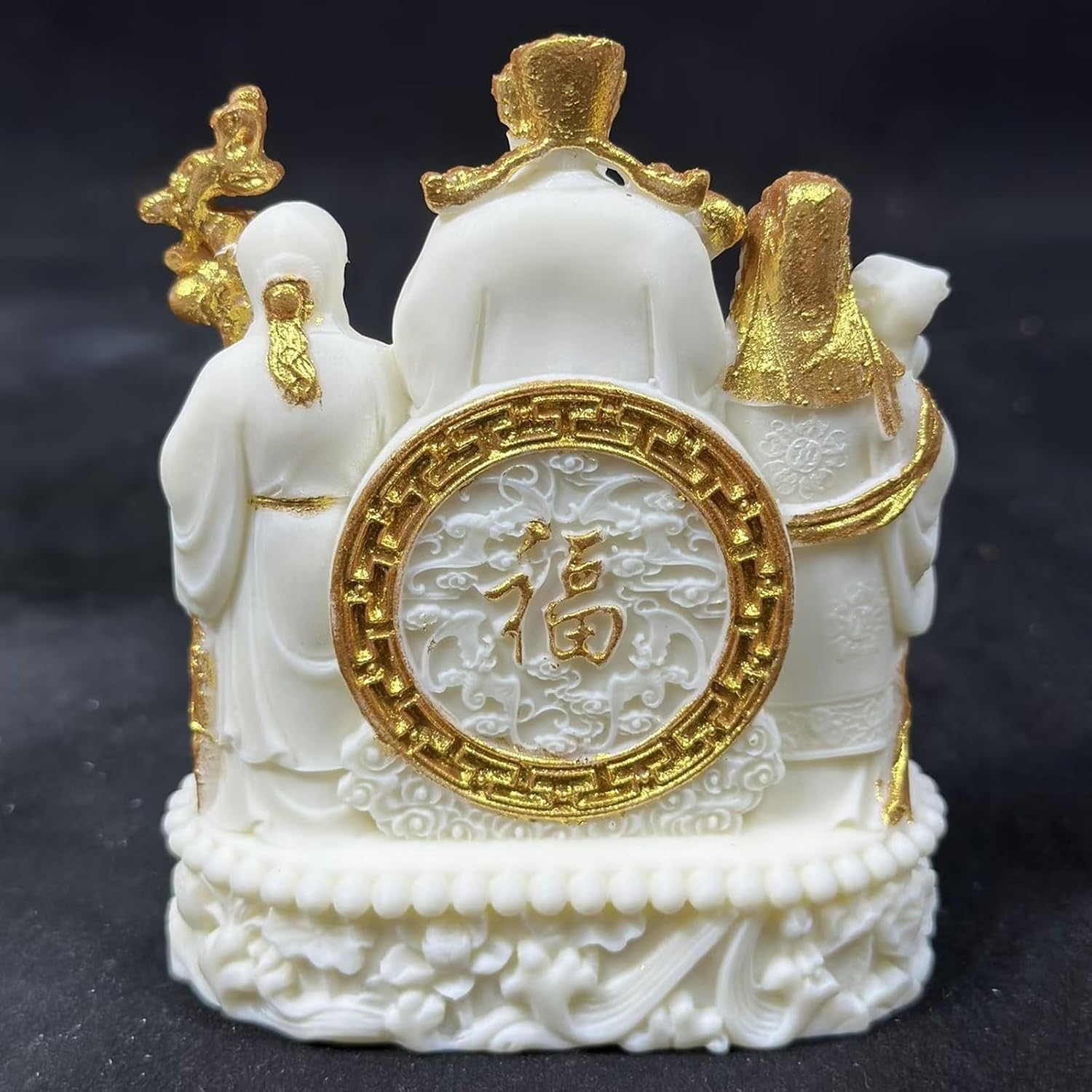Three Gods Fuk LUK Sau/Fu Lu Shou Statues,Chinese Feng Shui Ornaments Symbol for Happiness, Wealth and Longevity Housewarming Gifts,White