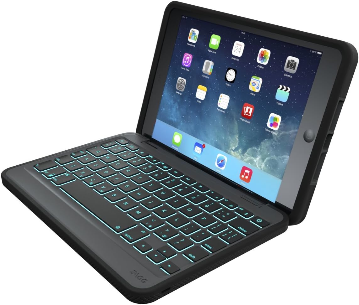 ZAGG Rugged Book Durable Case, Hinged with Detachable Backlit Keyboard for iPad Mini/ Mini 2/ Mini 3 - Black
