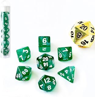 Moonstone 10mm Mini DND Dice Set for MTG RPG Dungeons and Dragons Role Playing Game, Moonstone Jade Green Color