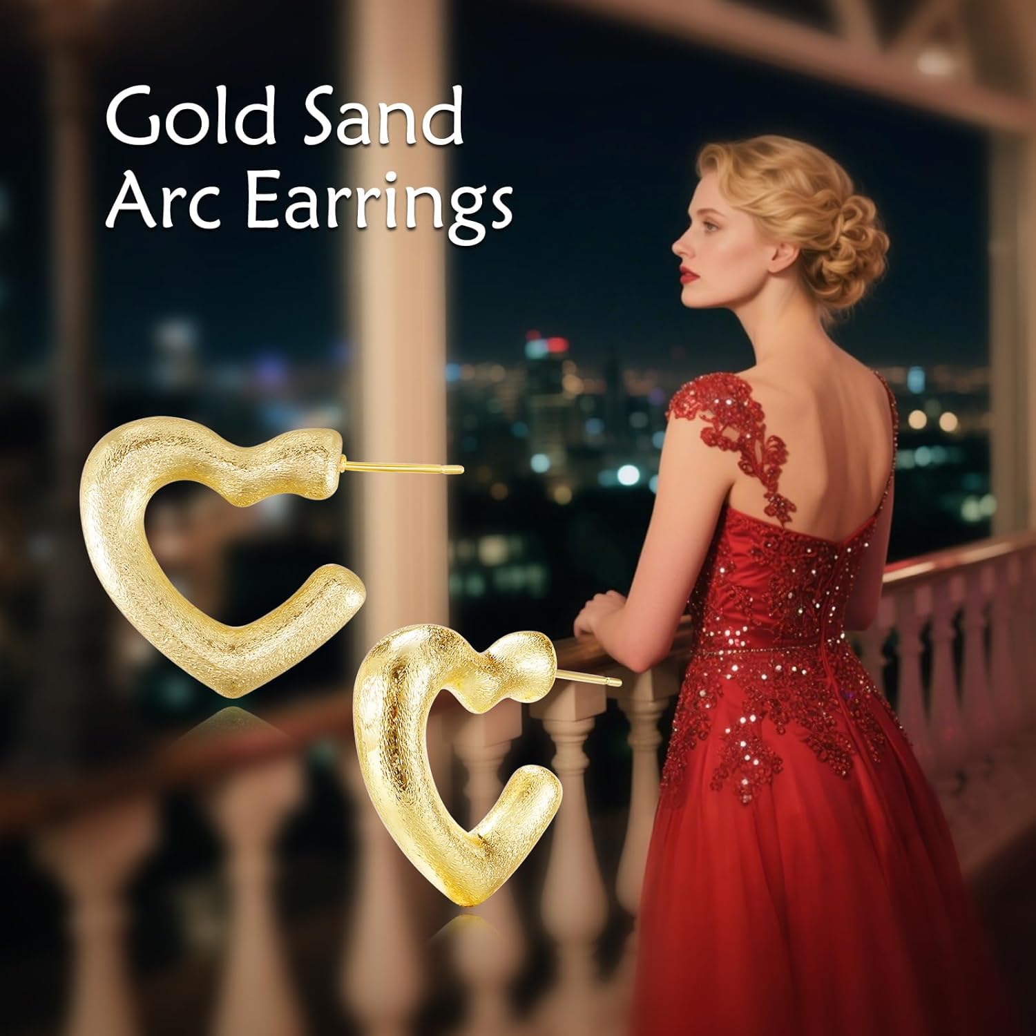 Gold Earrings for Women Heart/Square Gold Earrings Modern Statement Studs Earring Jewelry Gifts for Her - Image 6