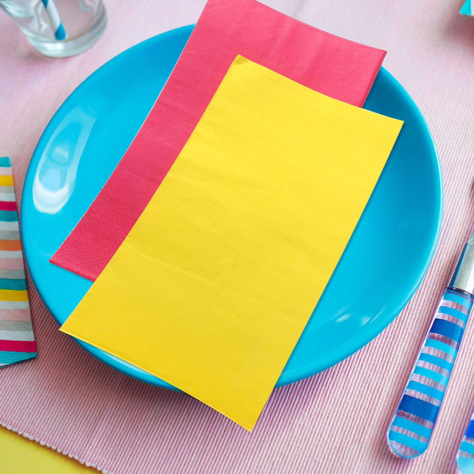 Engrowtic 100 servilletas desechables con tacto de lino, servilletas de papel de color neón, suaves, absorbentes, para otoño, toallas de mano de papel para baño, cocina, boda, fiesta de cumpleaños, 4