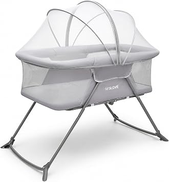 Foldable Baby Crib With Mosquito Net for newborn 0-9kg, baby travel cot lightweight,baby cot,travel bed,baby bed,Grey