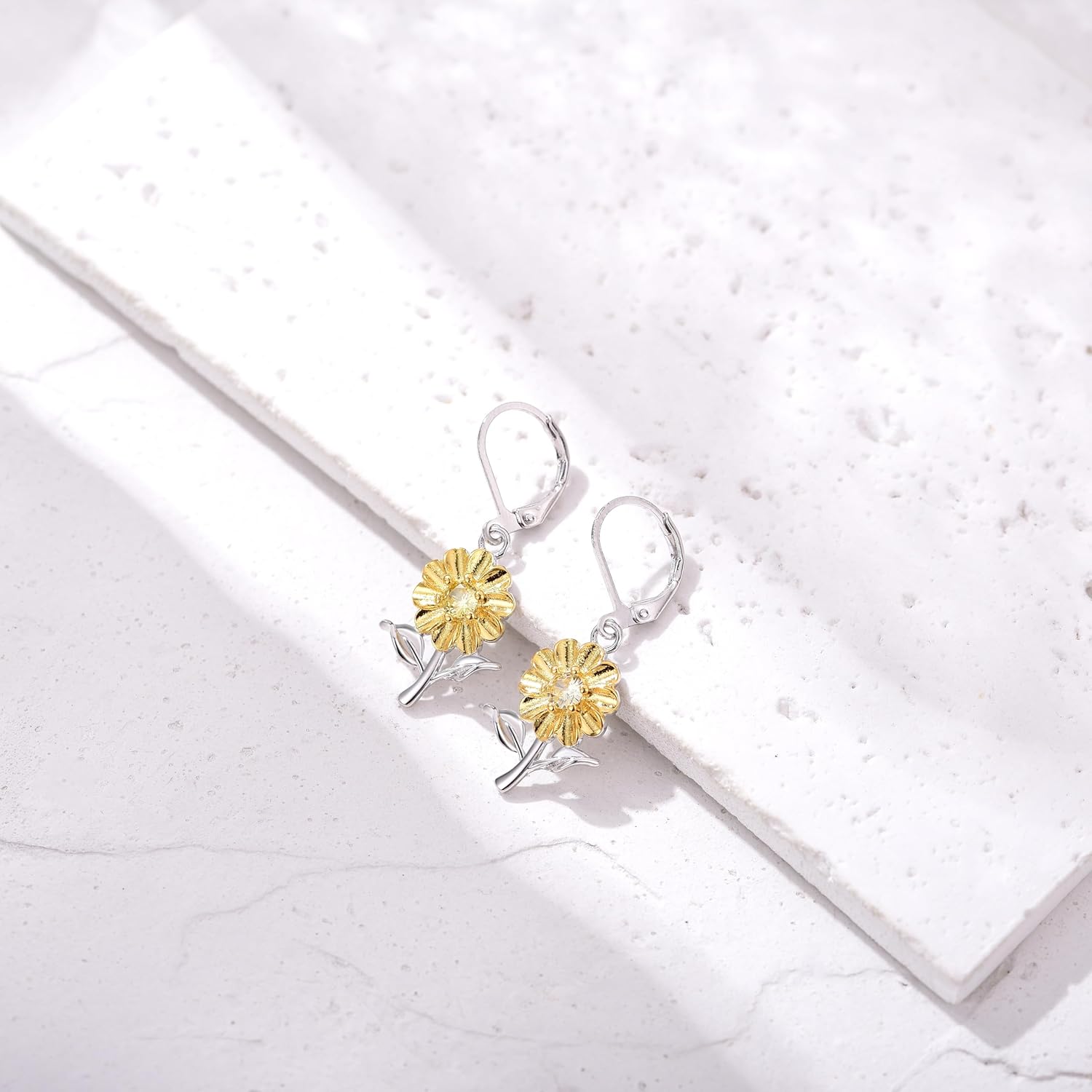 Flower Earrings Daisy/Sunflower Leverback Earrings Dainty Flower Drop Dangle Earrings Jewelry for Women Birthday - Image 6