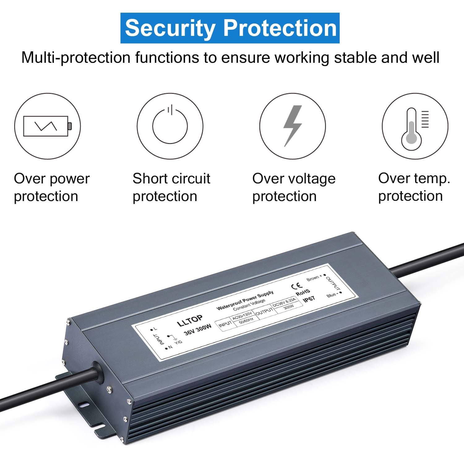 36V 33A 1200W LED Power Supply Transformer Power Supply Industry Drive Surveillance Electric Motor CCTV 220VAC-DC36V 1200Watt