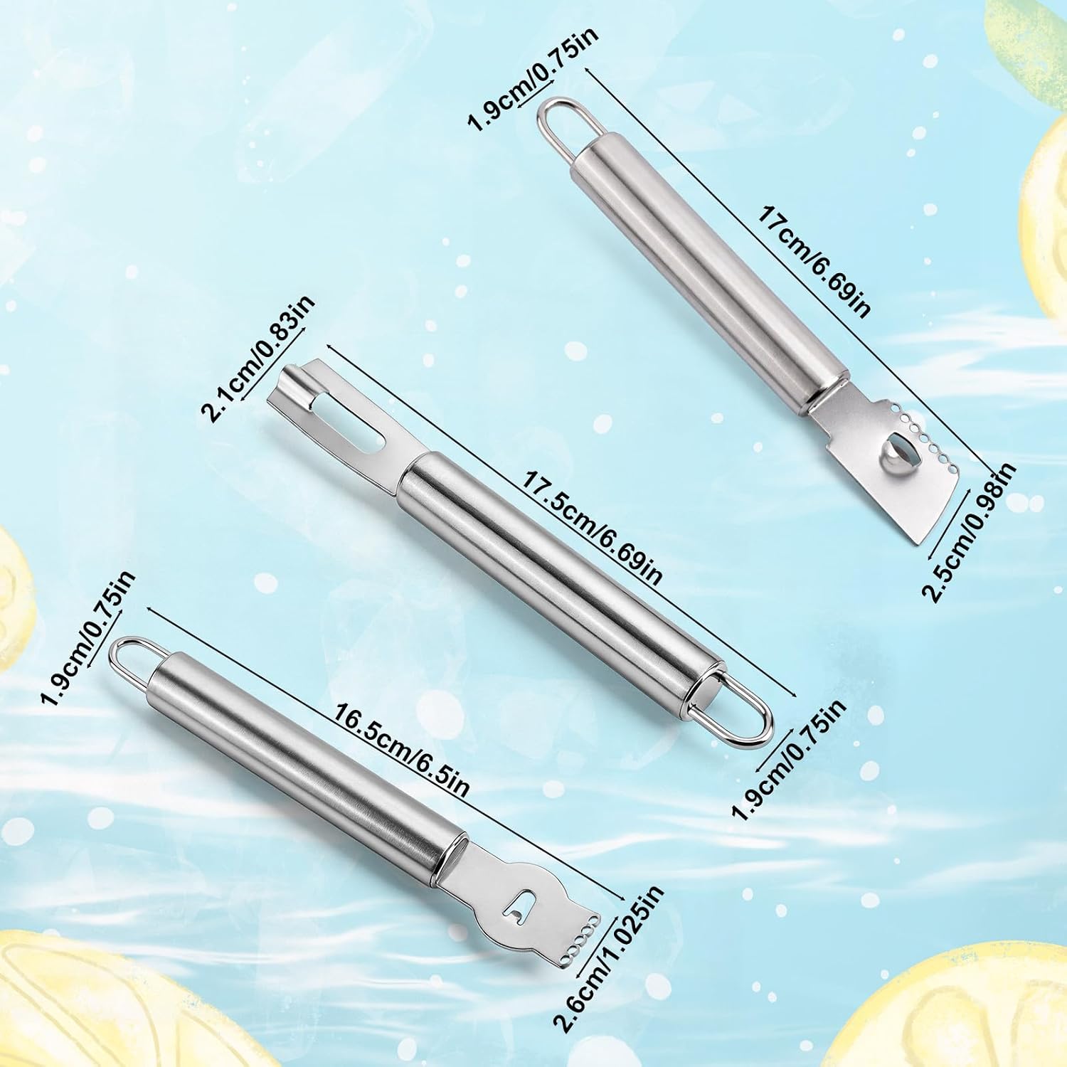 3pcs Lemon Zester, Peeler & Channel Knife Set, Citrus Fruit Peeler