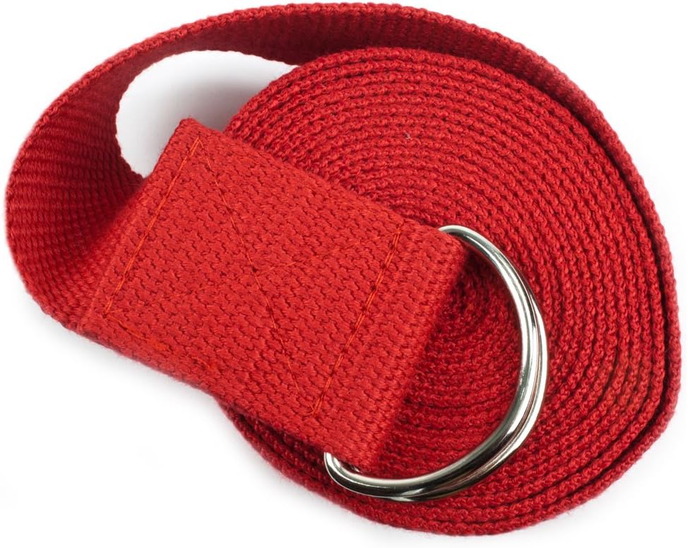 10-Foot Extra-Long Cotton Yoga Strap with Metal D-Ring by Crown Sporting Goods (Red) : Sports & Outdoors