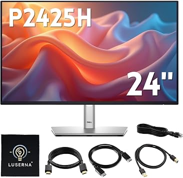 Dell P2425H Computer Monitor Screen 24" 169 IPS Display with Stand - 100Hz Full HD, 1920 x 1080 with DisplayPort, HDMI, USB 3.0 Upstream & Power Cable - New