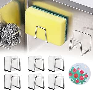 Portaspugna Autoadesivo Da Cucina - 12 Pezzi In Acciaio Inox, Nero - Foto 2