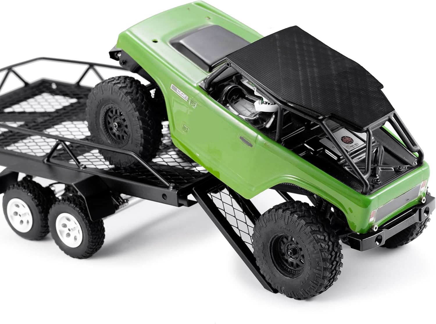 1/24th RC Car Flat Bed Vehicle Trailer with Metal Hitch Mount for AXIAL SCX24 RC Crawler Car Upgrade Parts (A Style)