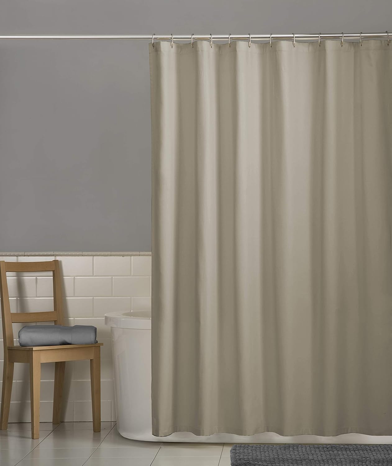 Maytex Water Repellent Fabric Shower Liner with Weighted Hem, White, 70 x 72 Inches : Home & Kitchen