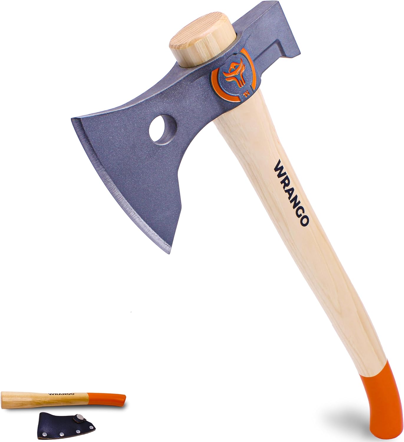 Wrango Tools - Titanium Tomahawk Axe - 45% Lighter Industrial Strength Titanium - Precision Triple-Honed Edge - Slip-Fit Design Includes 18in and 11.5in Hickory Handles - 5% Donated to Help Farmers