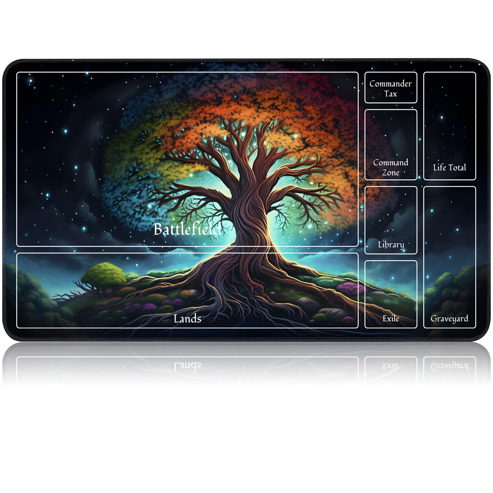 for MTG Game Playmat, for Magic TCG Rubber Play mat,Tabletop Card Playmats with Smooth Surface,Trading Card Inked Game Mat with New Zones,Battle Game,Galaxy Art Tree — image 1