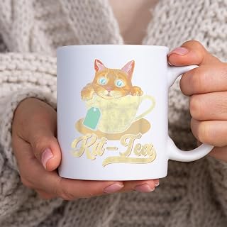 Kit Tea Black Kitty A Cup of Cat Tea Lover Mug, Tea Mug, Tea Cup, Coffee Cup