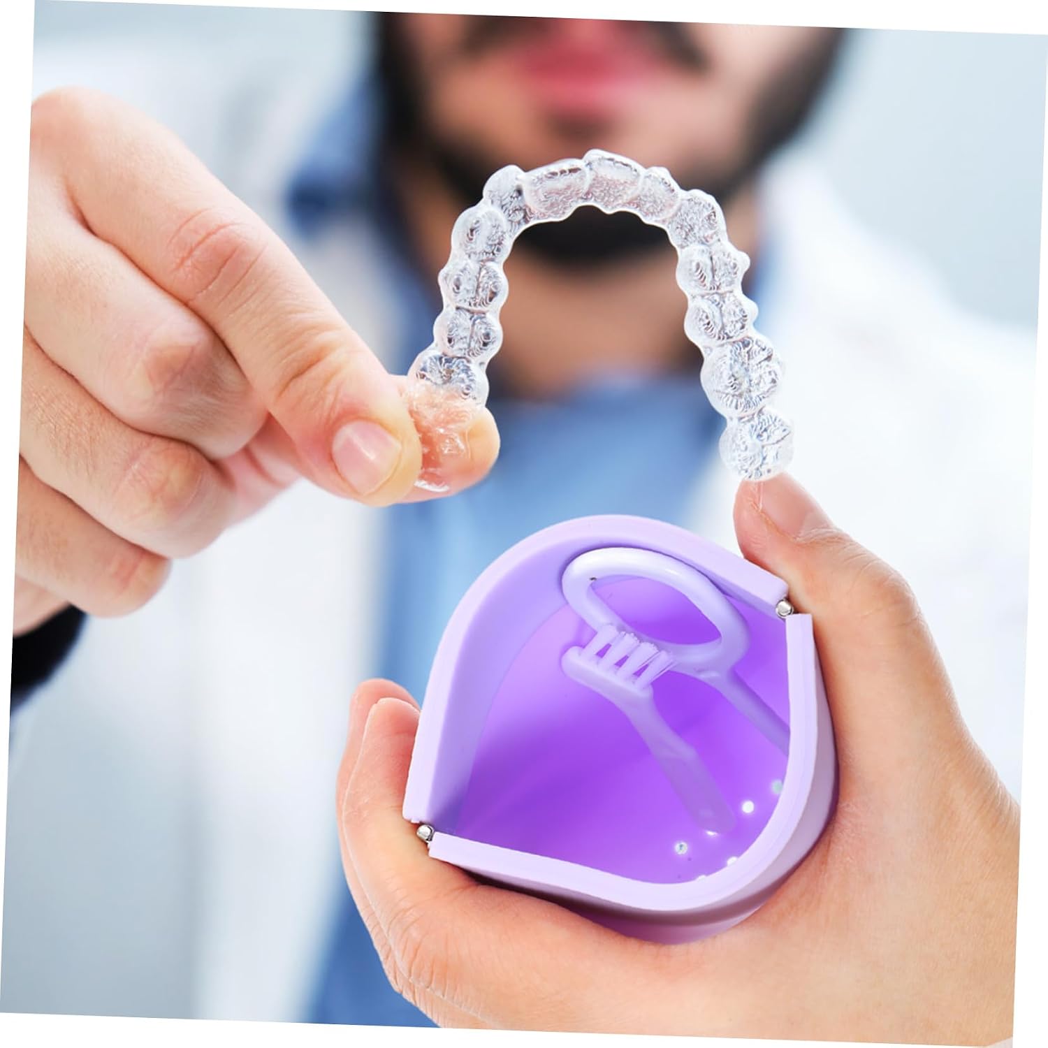 4Pcs Silicone Retainer Storage Case with Vent Cute Denture Holder for Easy Cleaning and Secure Closure for Retainers Aligners