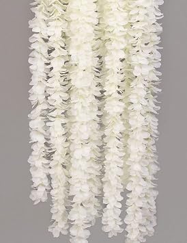 32.8Ft Artifiicial Hanging Flower Garland Silk Wisteria Vine Home Wedding Outdoor Arch Garden Wall Decor,Pack of 10 White