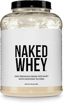 NAKED Whey 5LB 100% Grass Fed Unflavored Whey Protein Powder - Only 1 Ingredient, NSF Certified, Undenatured, Gluten Free, Soy Free, Promote Muscle Growth and Recovery - 76 Servings