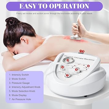 TsoLay Vacuum Therapy Machine, Vacuum Cupping Machine, 6 Mode Breast Hip Enlarge Massager with 24 Cups and 3 Pumps, Adjustable Suction (0-70 CmHg) for Chest Enhance Enlargement