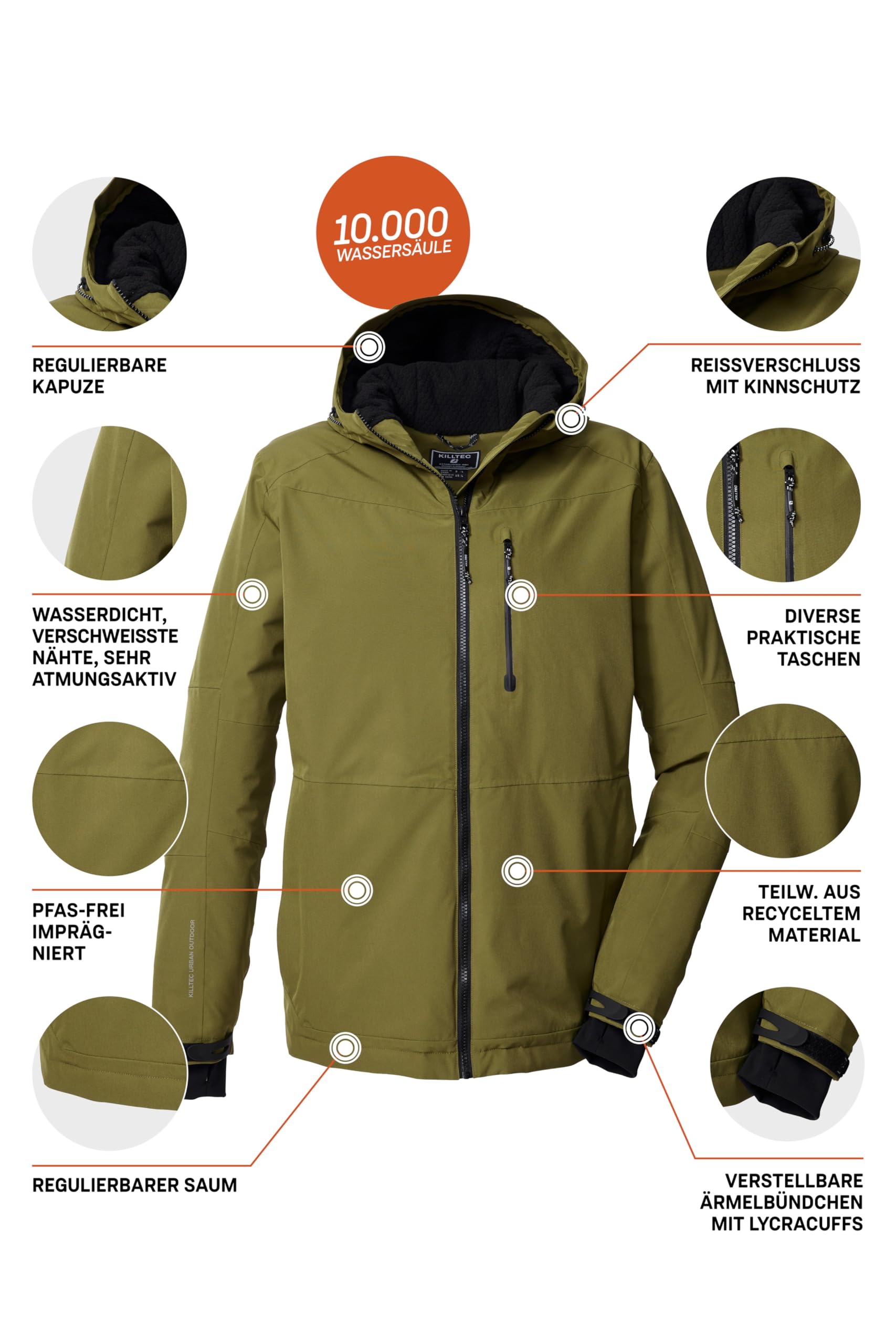 Killtec Herren Kow 81 Mn Jckt Funktionsjacke/Outdoorjacke mit Kapuze