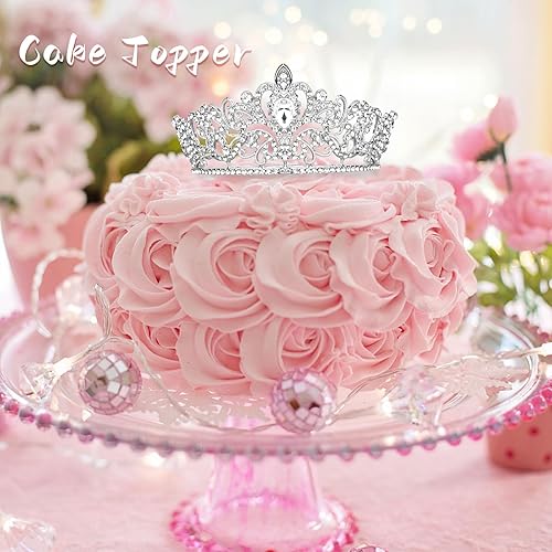 Miniatura 4 de CIEHER Tiara pequeña para decoración de pastel de cumpleaños para niñas