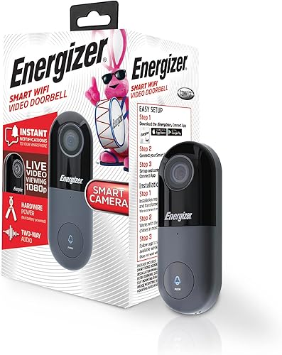 Energizer Connect 1080p Wired Video Doorbell, Home Security Requires Existing Doorbell Wires, Not Battery Powered, 2-Way Audio, Cloud Storage,