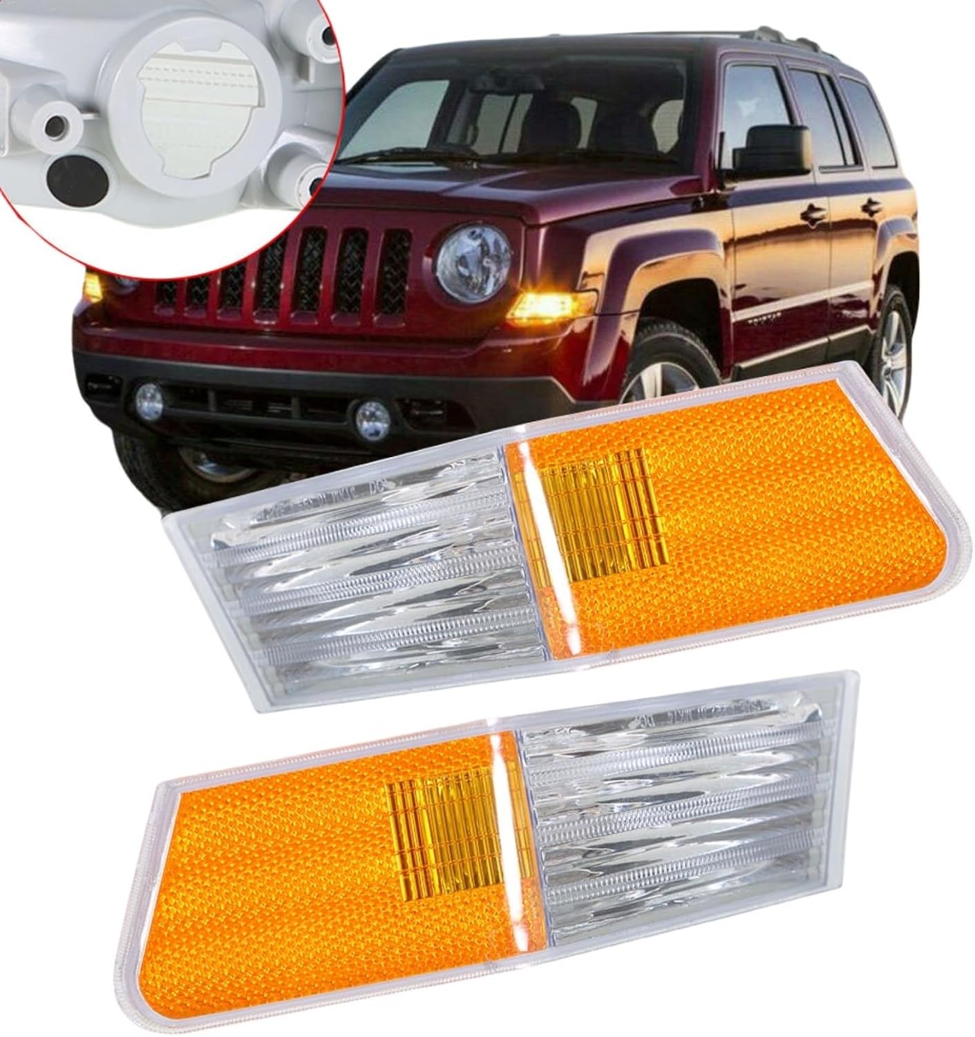labwork Left + Right Parking Turn Signal Lights Corner Lamp Replacement for Patriot 2007-2014 68004181AA 68004181AB