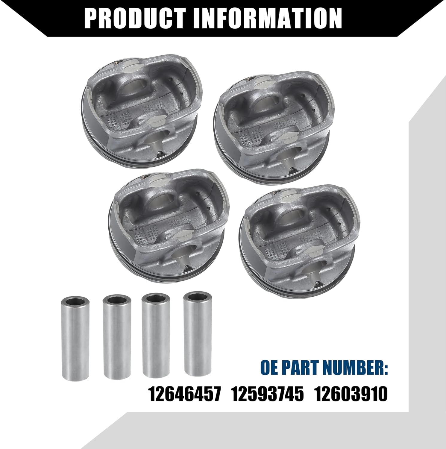 12578324 / Front/Engine Piston and Pin Assembly for Buick LaCrosse 2.4L 2010-2016 for Chevy Captiva 2012-2015 / Piston Rings Kit/Metal / 1 Set/Titanium Tone