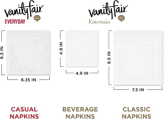 Vanity Fair Entertain Paper Napkins, 40 Count (Pack of 8), Disposable Napkins Made For Entertaining And Events