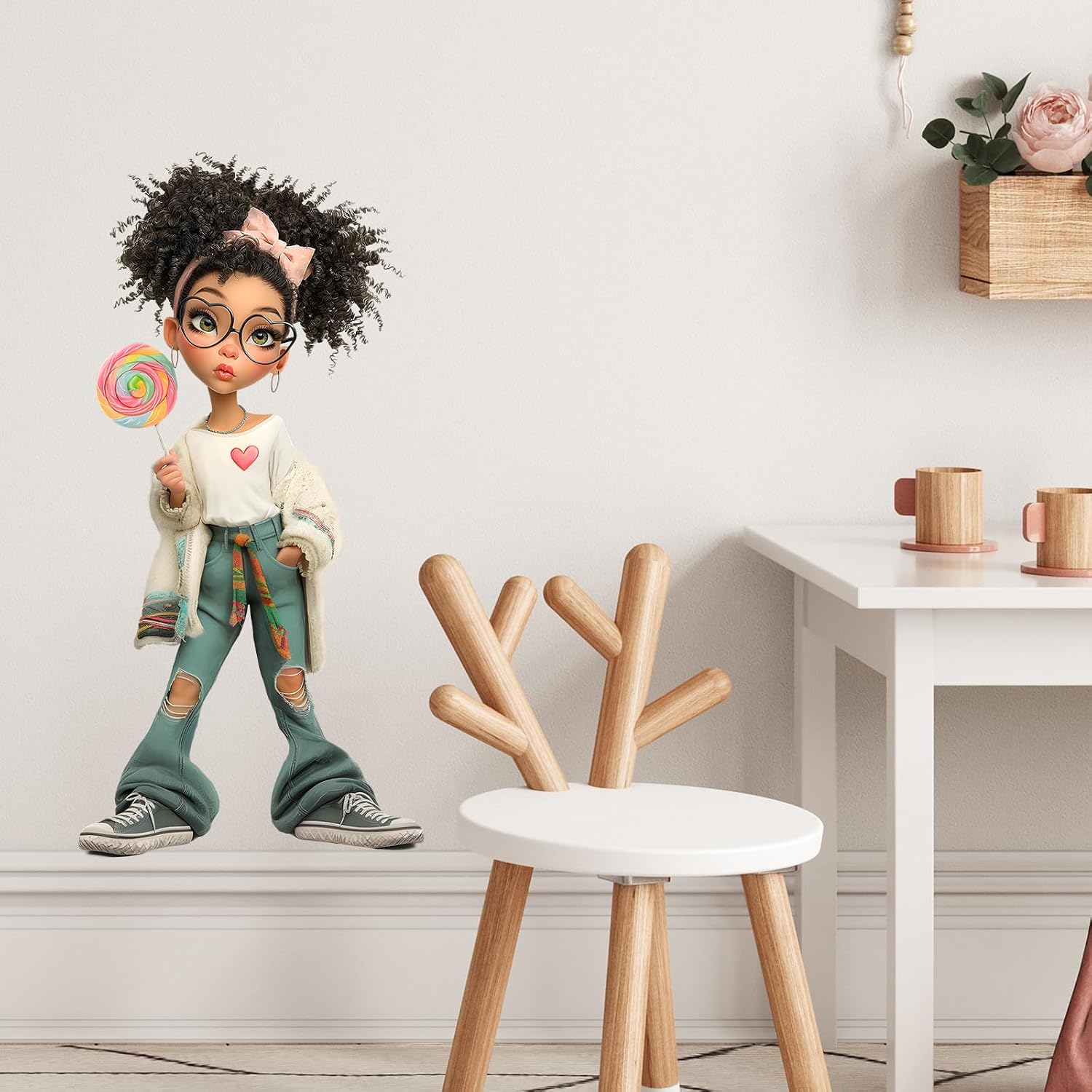 Black Girl with Lollipop Wall Decals Fashion Wall Stickers