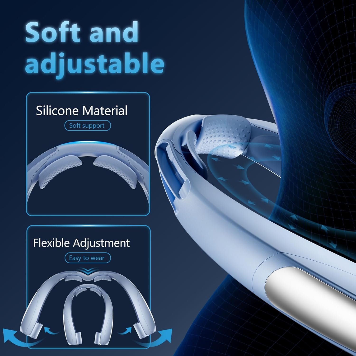 Portable Neck Fan, Hands-Free, 6 Speeds, 6000 mAh Battery, 360° Cooling Wearable Personal Fan, Rechargeable, Gifts for Women Men, Suitable for Indoor, Outdoor, Travel-Blue A