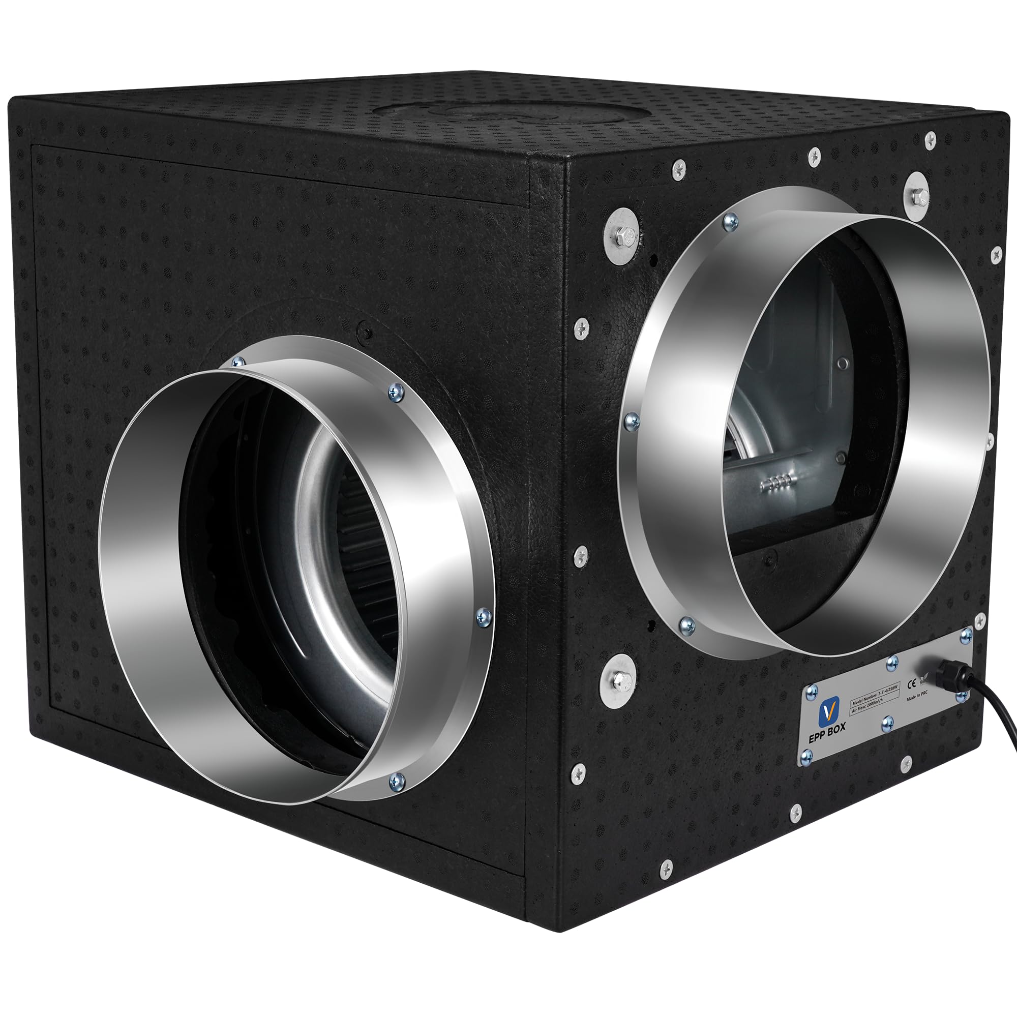 Caja Extractora Clivex EPP Foam (3250m³/h (2 IN 250mm, 1 OUT 250mm). Soluciones industriales, invernaderos, etc... con alto poder de extracción por turbina centrifuga