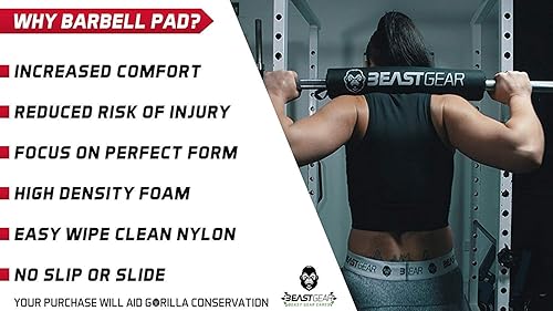 Miniatura 2 de Beast Gear Almohadilla de barra para máquina de empuje de cadera, resistente, levantamiento de pesas y barra de sentadillas con cierre de gancho y