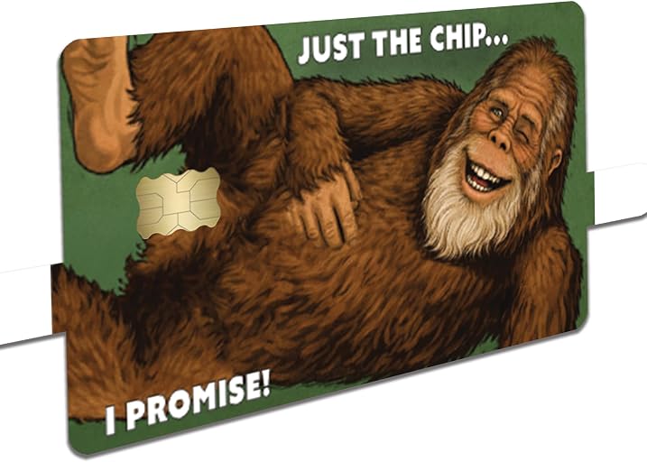 Funny Bigfoot Just The Chip Credit Card Skin Sticker Cover Decal Wrap 2-Pack – Sasquatch Humor Wallet Design