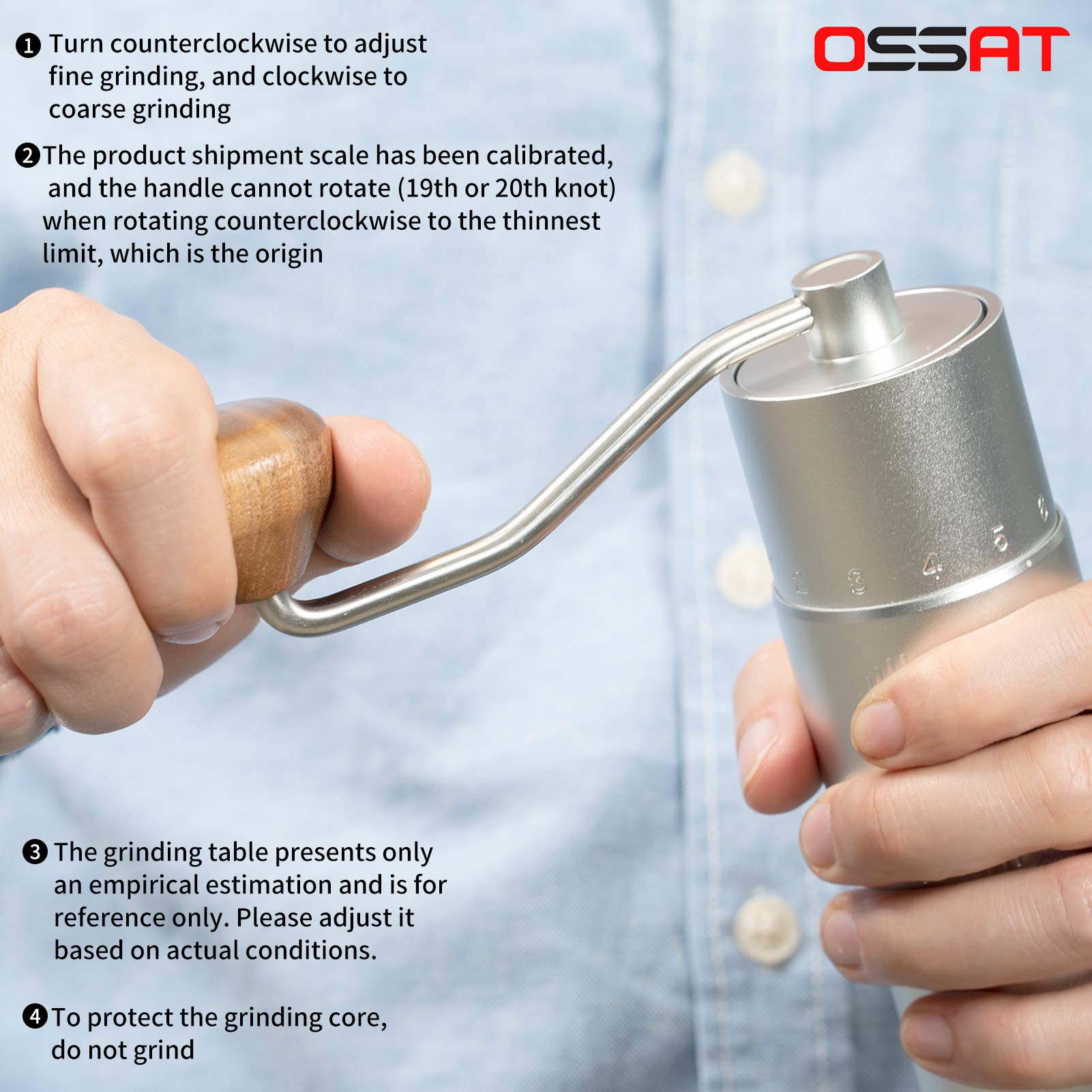 Ossat hand coffee grinder external 