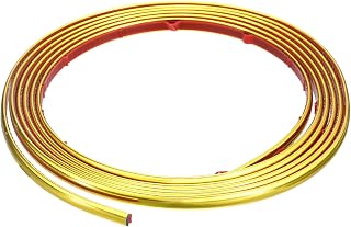 uxcell Flexible Molding Trim Self Adhesive, 10Ft x 0.31Inch Peel and Stick Metallic Mirror Frame, PVC Metal Trim Molding for Wall, Car, Mirror, Door, Wardrobe, Home Decor (Gold)