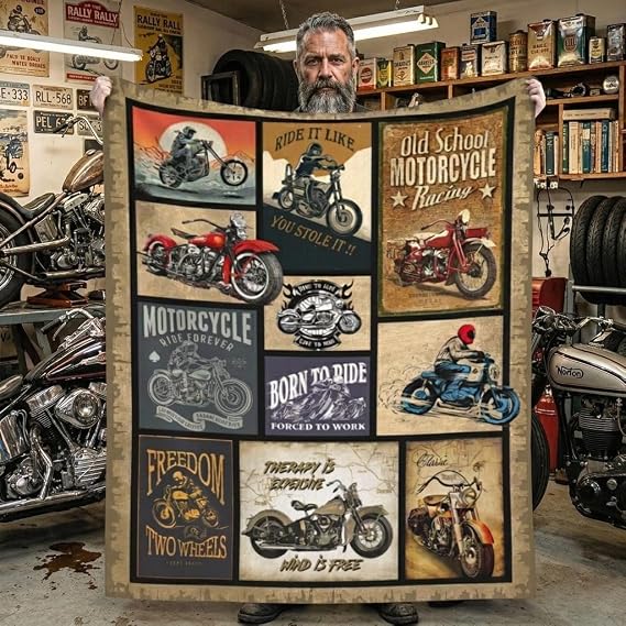 Motorcycle Blanket Gifts for Men and Women Throw Blanket for Couch Sofa Bed Plush Throw Fleece Blanket Soft Cozy Bedding for Kids and Adults Bedroom Size 50x40