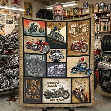 Motorcycle Blanket Gifts for Men and Women Throw Blanket for Couch Sofa Bed Plush Throw Fleece Blanket Soft Cozy Bedding for Kids and Adults Bedroom Size 50x40