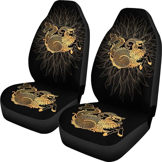 Capricorn Zodiac Car Front Seat Covers (Set of 2) - Custom Car Seat Protector Capricorn Lover Front Car Cover Gift