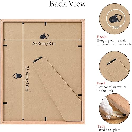 Vista 24 de ATOBART Portarretratos de 5 x 7 pulgadas, hecho de madera maciza de roble cubierto por vidrio real, marco de fotos de madera natural de 5 x 7