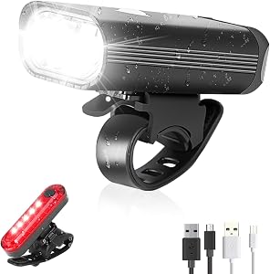 Bike Light Set,USB Rechargeable Bike Lights Front and Back Rear Lights Super Bright Headlight and Taillight LED Waterproof Bike Lights,USB Cycle Lights Fit All Bicycles,Mountain,Road