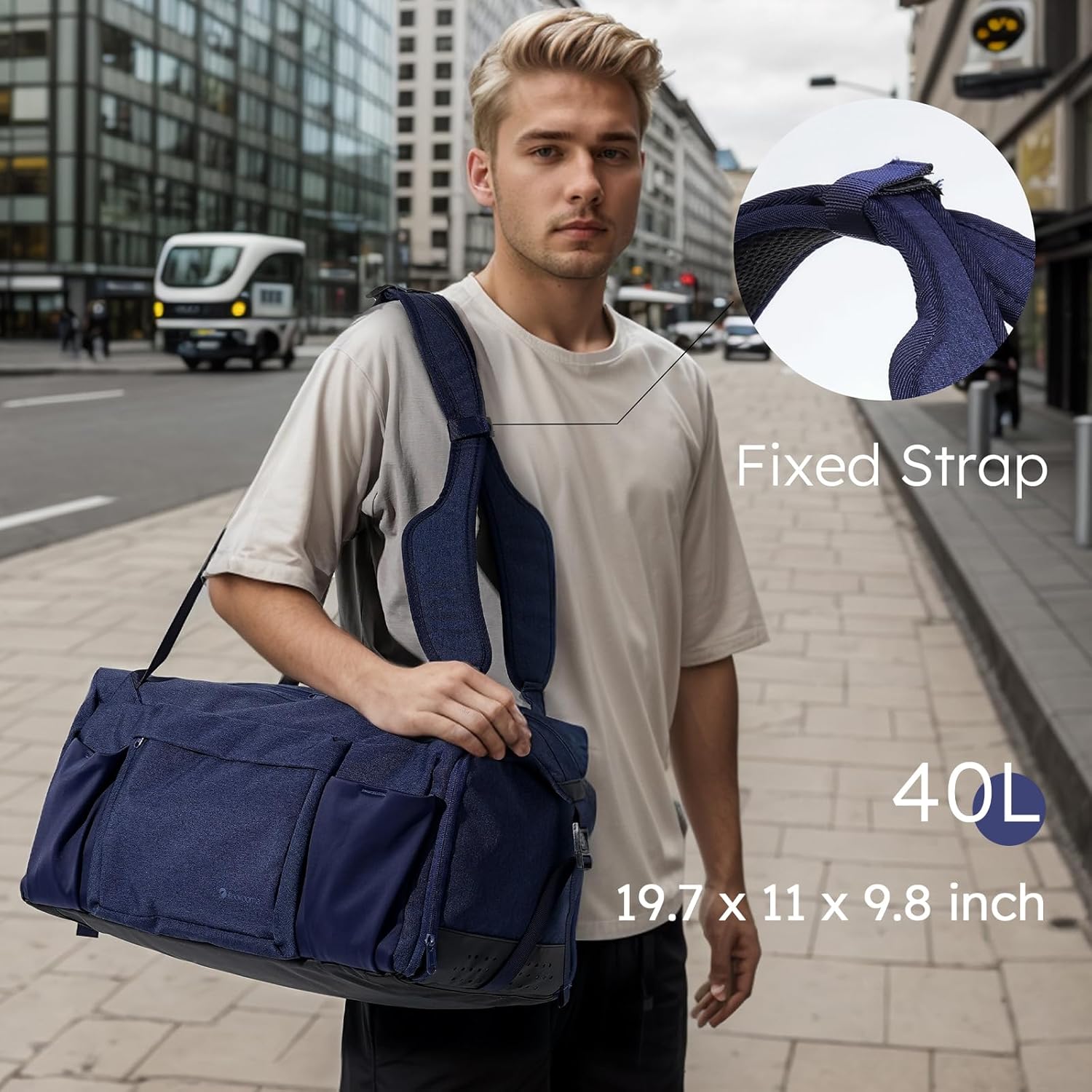 Gym Bag for Men with Shoes Compartment and Wet Pocket Convertible Duffle Bag and Gym Backpack Waterproof Sports Bags with 2 Bottle Holders Multipurpose Weekender Overnight Bag -Dark Blue - Image 3