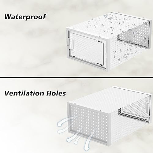 Miniatura 6 de HOMIDEC Paquete de 12 cajas de almacenamiento de zapatos, organizador de zapatos para armario, caja de zapatos apilable de plástico transparente,
