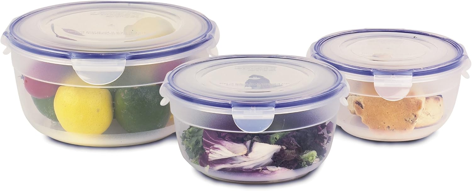 Lock & Lock Set of 3 Food Storage containers, 3 Piece Set, Clear