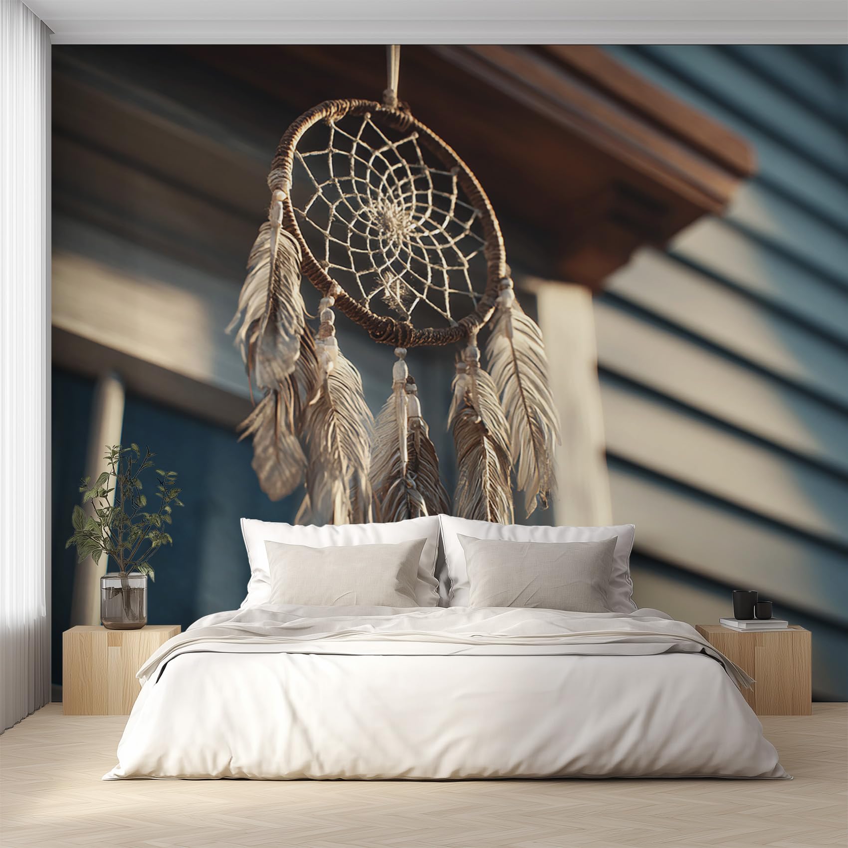 Generisch Fototapete Traumfänger Tapete 300 x 210 cm, Tapete Feder Modern Vliestapete Wallpaper Wandtapete für Wohnzimmer Schlafzimmer Sanierung Wandbilder Wanddeko D&O141