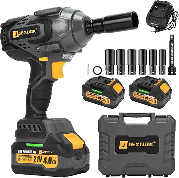 JEXUGK Impact Wrench: Cordless Power with High Torque and Versatility