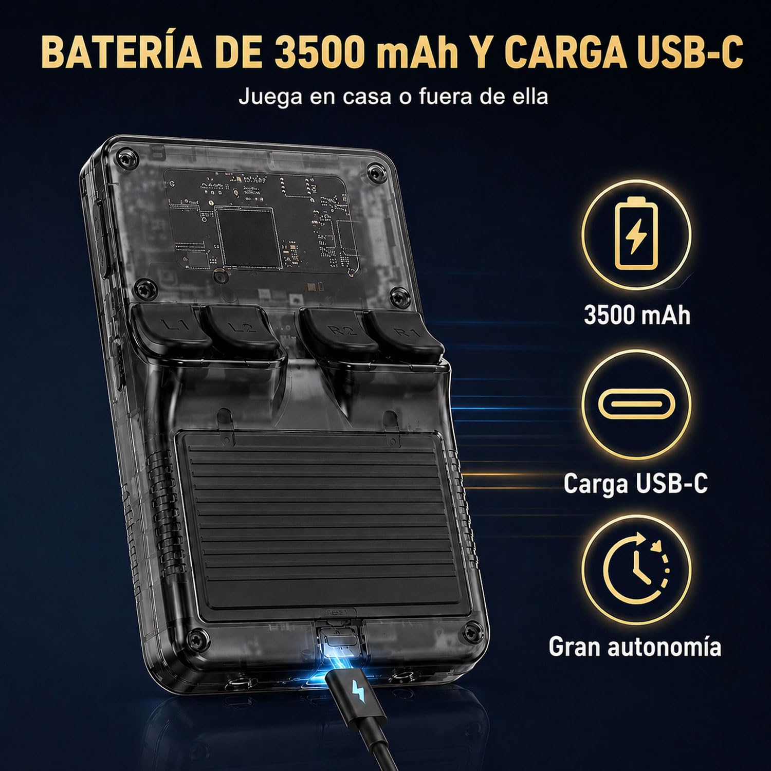 Consola Retro Portátil de Juegos con Doble Joystick (Negro Radiante)