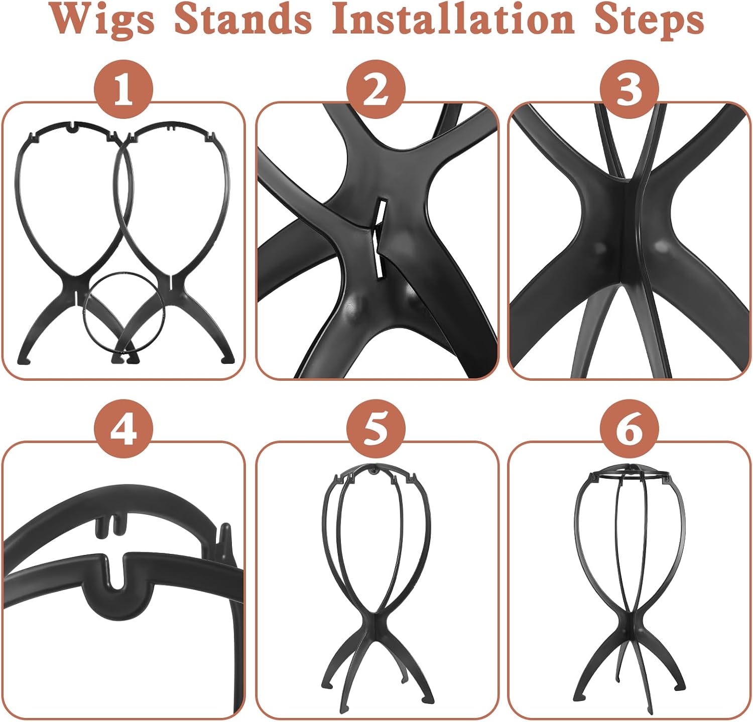 VZZNN 12PC Wig Stand Collapsible Wig Holder for Multiple Wigs Durable Plastic Portable Wig Stand Wig Display Holder Dryer Stand